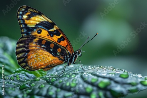 Butterfly's wings blending harmoniously with the blossoms. © ant