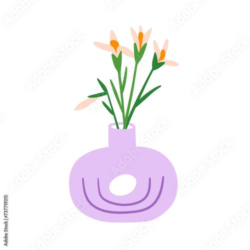 Spring flowers in vase. Gentle field floral plants. Fresh blooms, cut meadow ...