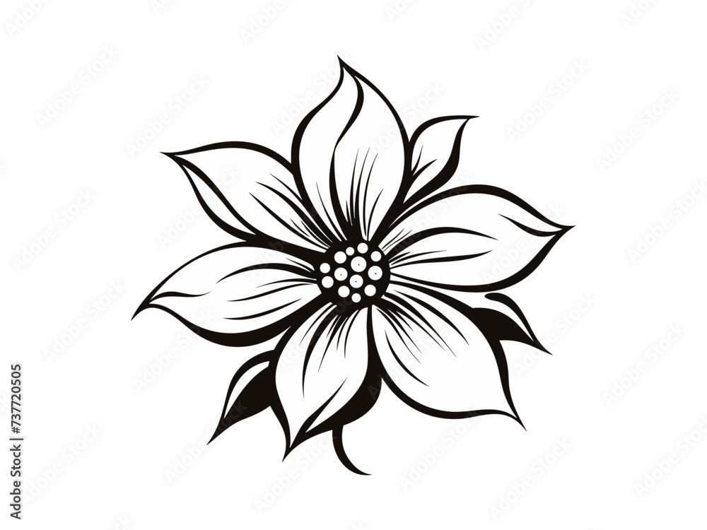 Beautiful minimalist flower illustration art.