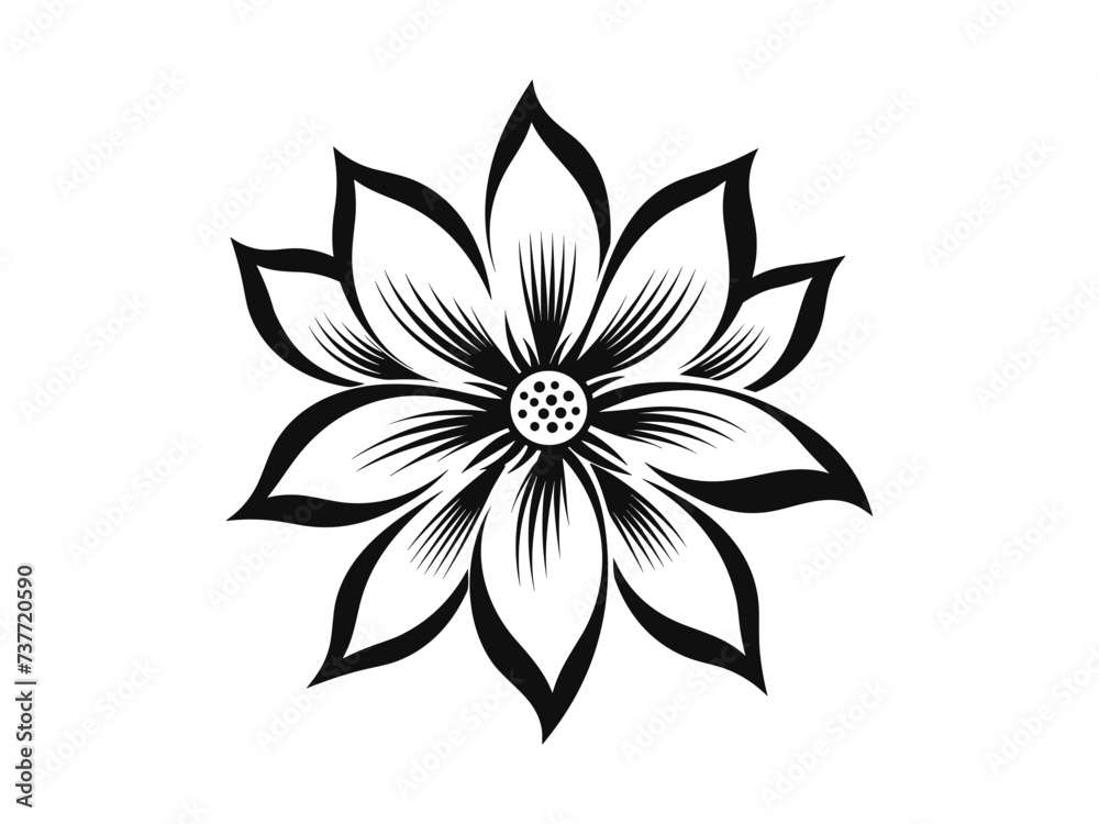 Beautiful minimalist flower illustration art.