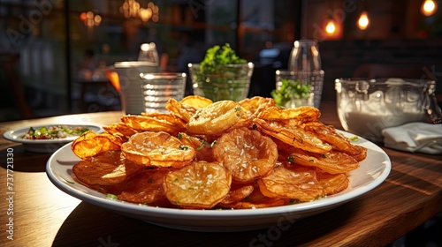 Delicious picarones on tables with blurred background.
 photo