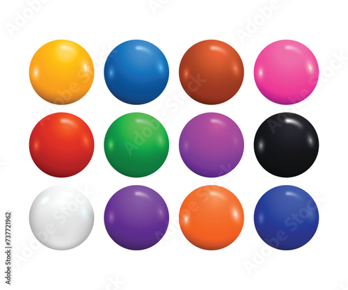 Colorful balls vector illustration set, colorful dragee chocolates, 