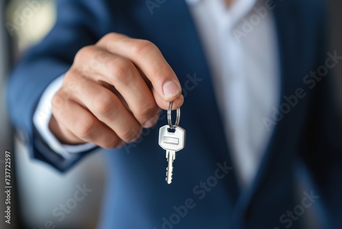 businessman giving house's keys 