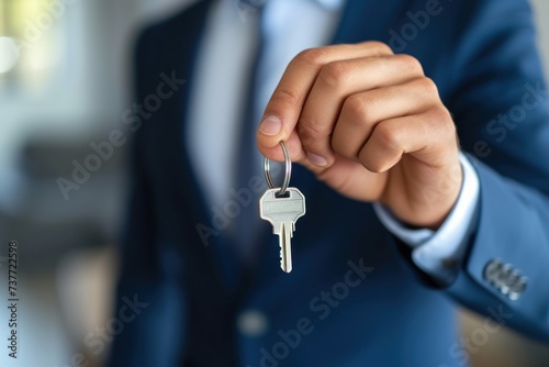 businessman giving house's keys 