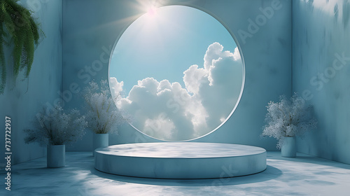 3d display product abstract minimal scene with geometric podium platform. gray background vector 3d rendering with podium. stand for cosmetic products. Stage showcase on pedestal 3d white studio