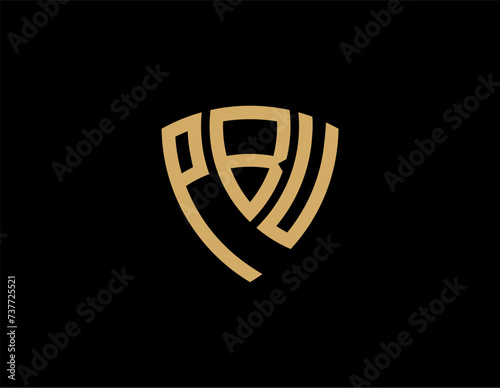 PBU creative letter shield logo design vector icon illustration photo