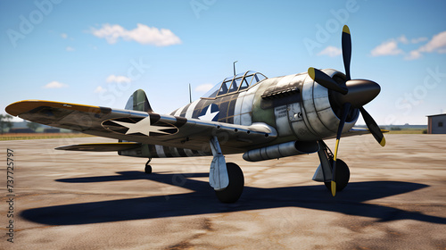 Authentic FW-190 German World War II Fighter Aircraft on a Historic Airfield, Detailed Highlight photo