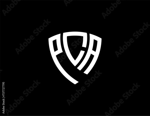 PCA creative letter shield logo design vector icon illustration