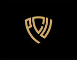 PCU creative letter shield logo design vector icon illustration