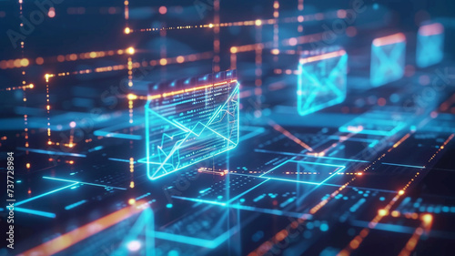 Digital data and 
Email with Edge Computing concept, Technology digital data communication, Data transfer.