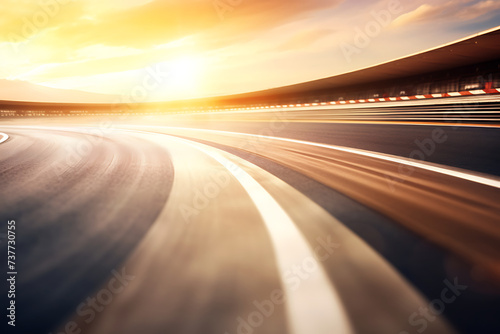 highway with motion blur at sunset,panoramic view.