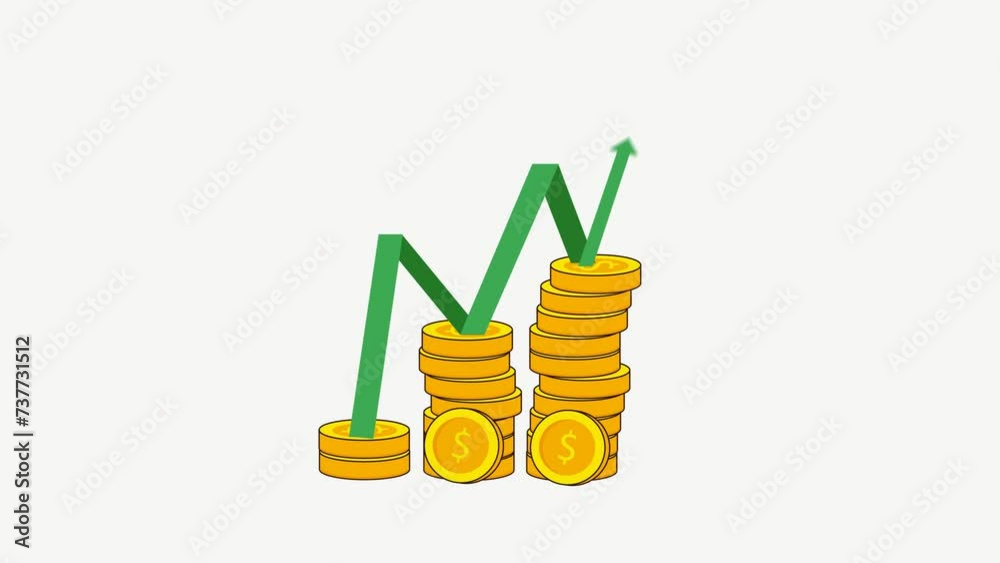 An animated video depicts a graph with a single arrow steadily rising, symbolizing consistent profit growth