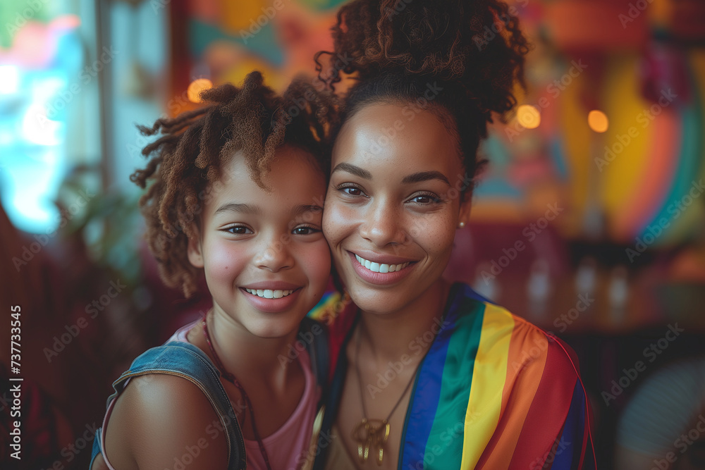 A Proud African Mother and Daughter Sharing a Heartfelt Hug. A Beautiful Portrait of Togetherness, Pride, and Unconditional Love Across Generations.