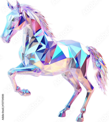 horse,holographic crystal shape of horse,horse made of crystal isolated on white or transparent background,transparency