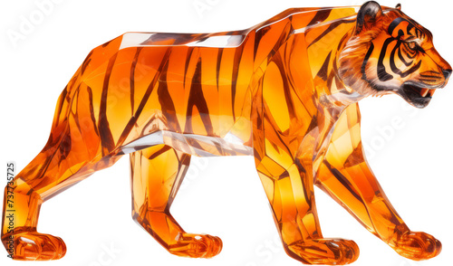 tiger,orange crystal shape of tiger,tiger made of crystal isolated on white or transparent background,transparency © SaraY Studio 