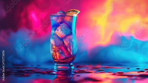 Neon-lit cocktail, a vibrant dazzle for your rave night, Ai Generated.