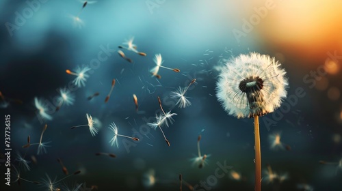 Ethereal dandelion seed dances on the breeze  a delicate ballet in nature s breath  Ai Generated.