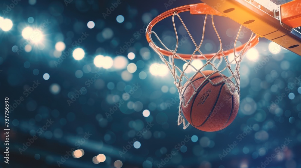 ball over the hoop at the stadium. Precision accomplishment, Ai Generated. ball over the hoop at the stadium. Precision accomplishment, Ai Generated.