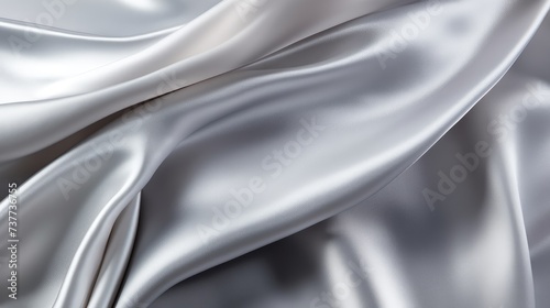 Dynamic flowing folds of silvery satin fabric, creating a visual symphony of elegance. Ai Generated.