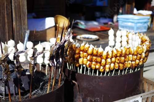 福島県大内宿で売っている焼き団子 photo