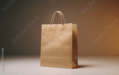 Isolated unlabeled paper shopping bag, promotional discount background, eco-friendly shopping bag, seasonal promotion, summer sale