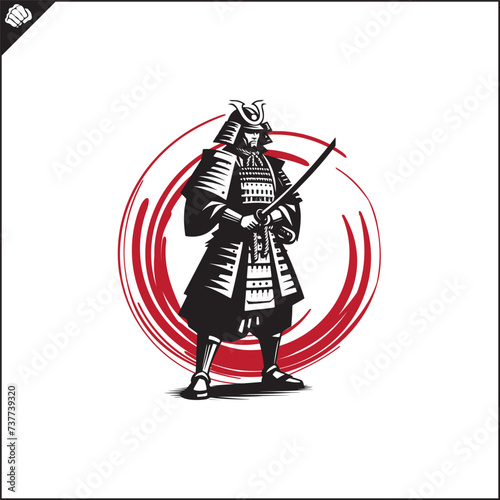 samurai soldier with sword katana.
