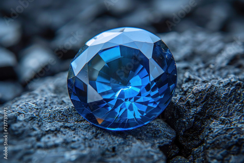 A blue sapphire on dark background.