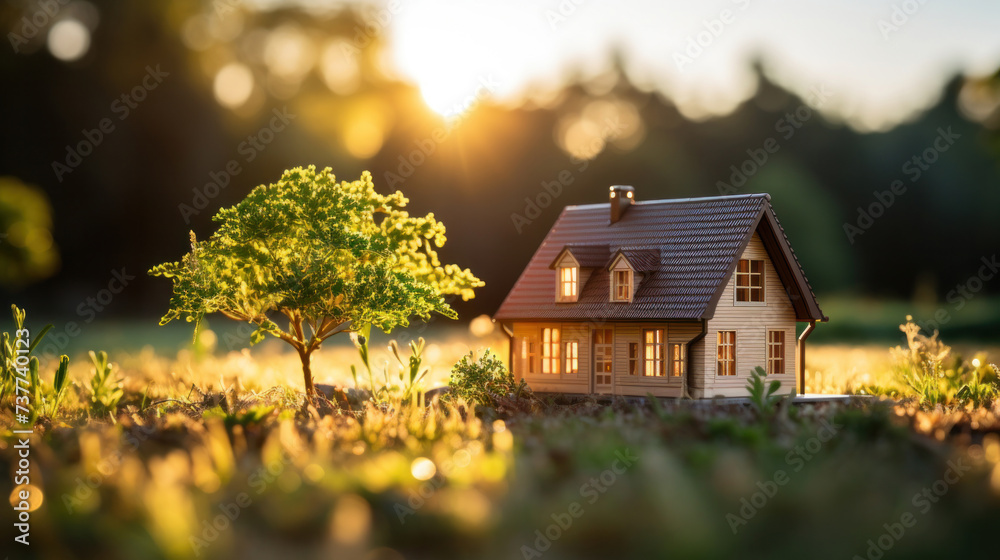 A small house on grass at outside. A small house on grass at outside.