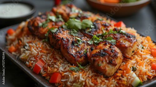 close up of spicy Biryani in bowl, Food Photography