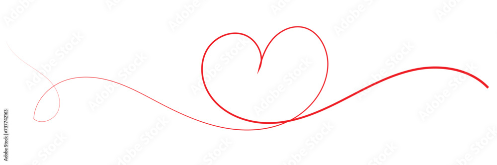 Hand drawn heart line art banner background transparent isolated