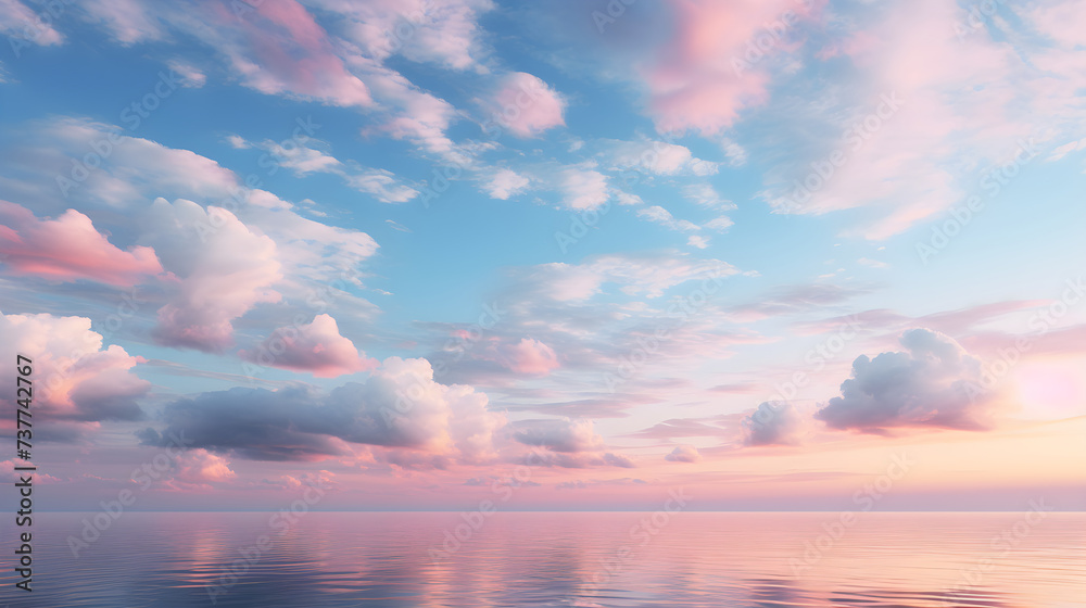 Dramatic Sky: An Exquisite Harmonious Gradient of Tranquility from Deep FH Blue to Soft Blush Pink