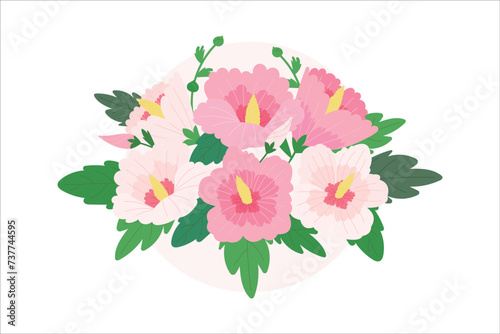 Collection of vector Rose of Sharon flower illustrations