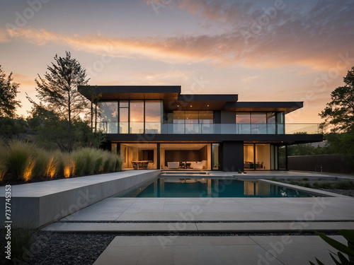 Modern Gray Toned House with Clean Lines and Contemporary Elegance, Sophisticated Simplicity