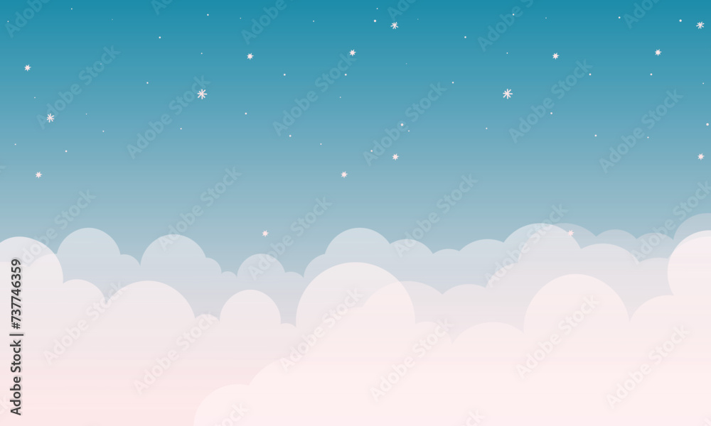 Kawaii cute pastel starry night sky background