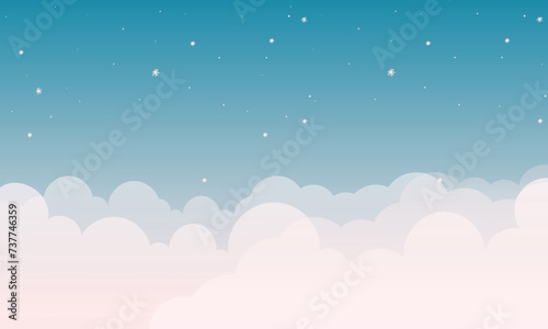 Fototapeta Naklejka Na Ścianę i Meble -  Kawaii cute pastel starry night sky background