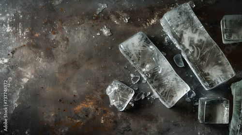 Dark moody frozen smartphones on a grunge surface. conceptual still life with modern gadgets in ice. icebound tech theme for backgrounds. AI photo