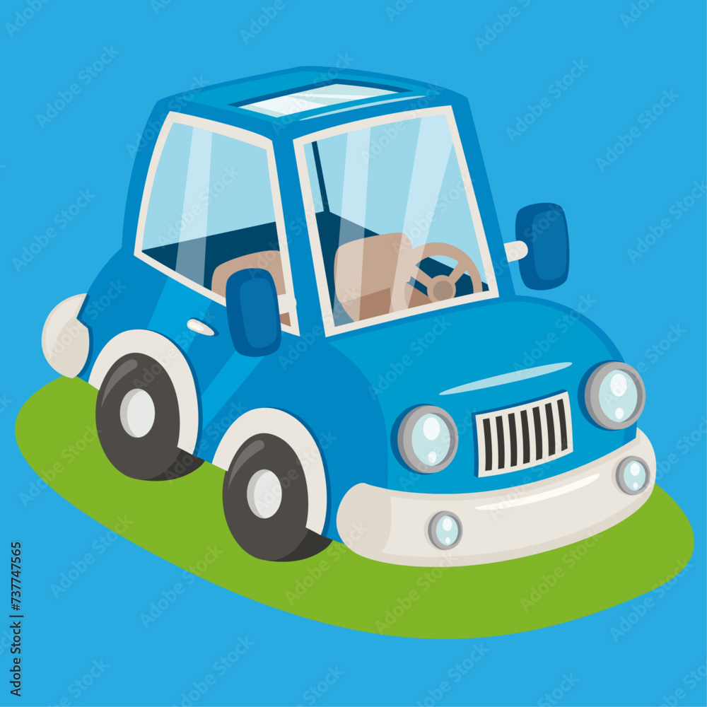 blue toy car vector illustration