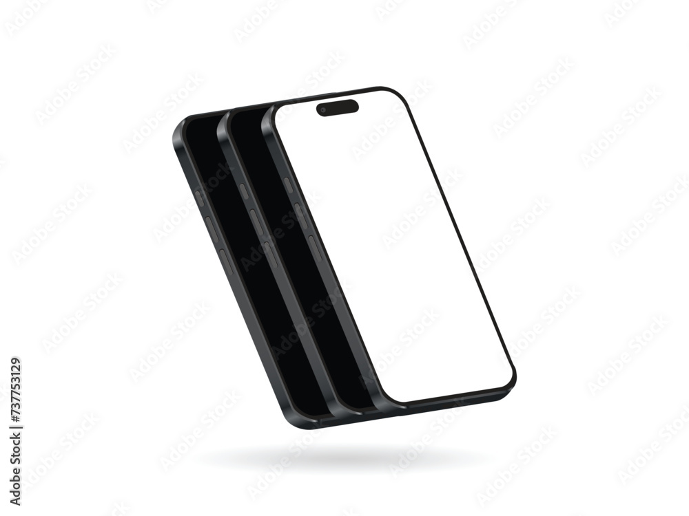 Black Iphone 15 and Iphone 15 Pro Max. Realistic mockup of the