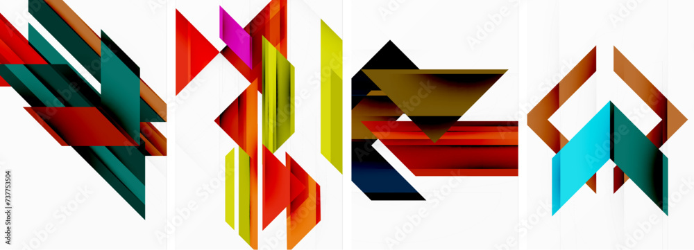 Triangle poster abstract background set for wallpaper, business card, cover, poster, banner, brochure, header, website