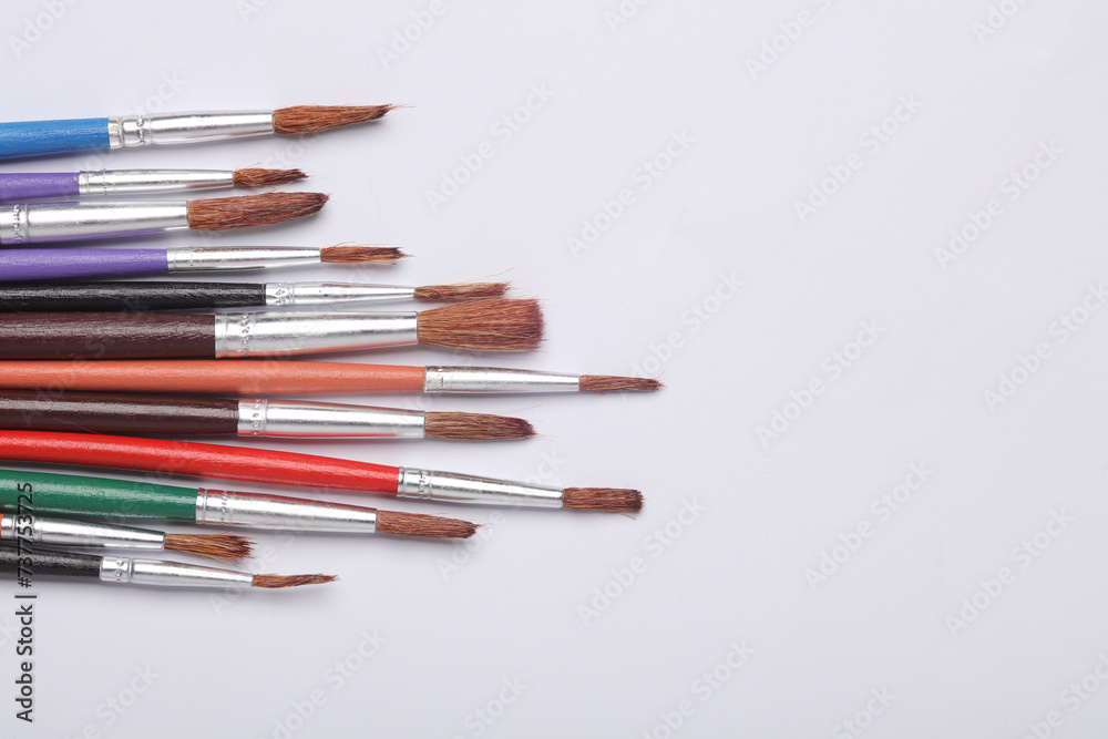 Set of brushes for painting on a white background