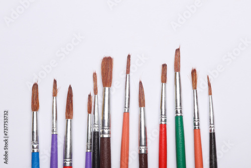 Set of brushes for painting on a white background