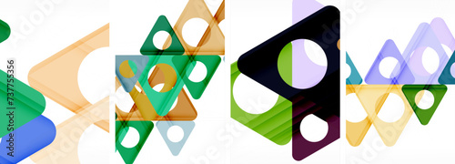 Abstract background set featuring captivating triangles. Harmonious blend of geometry and style, these designs bring modern flair