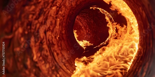 Intense Flames Transforming Cement Production in a Closeup View of a Rotary Kiln. Concept Industrial Revolution, Sustainable Technology, Alternative Energy, Eco-Friendly Manufacturing