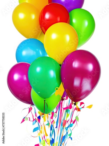  Multicolored balloons on a white background for a birthday party