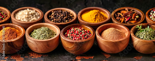 Assorted Baskets of Flavorful Spices for Cooking