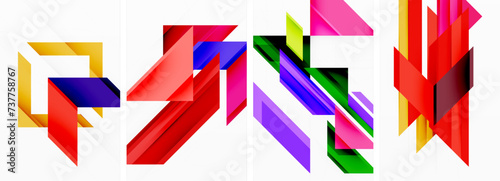 Bright colorful geometric abstract poster background set