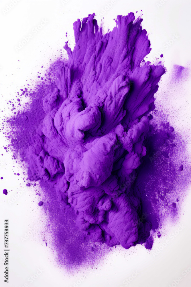 Purple substance is on white surface with white background.