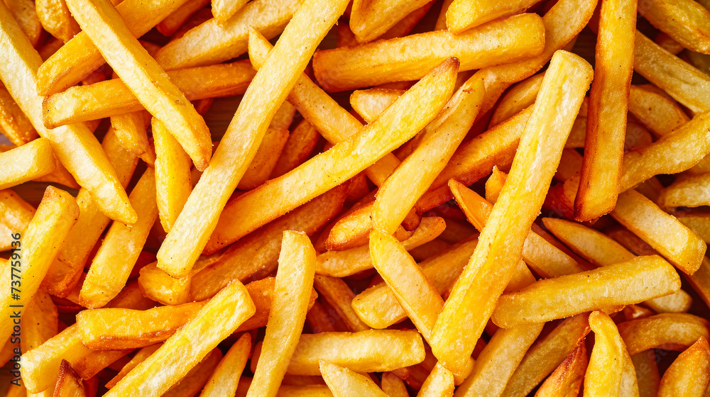 Pile of French Fries on Table Pile of French Fries on Table