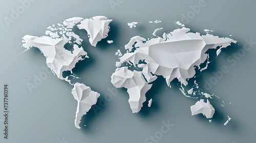Paper Cut-Out World Map, world map background, , Illustration of a world map, Generative AI 