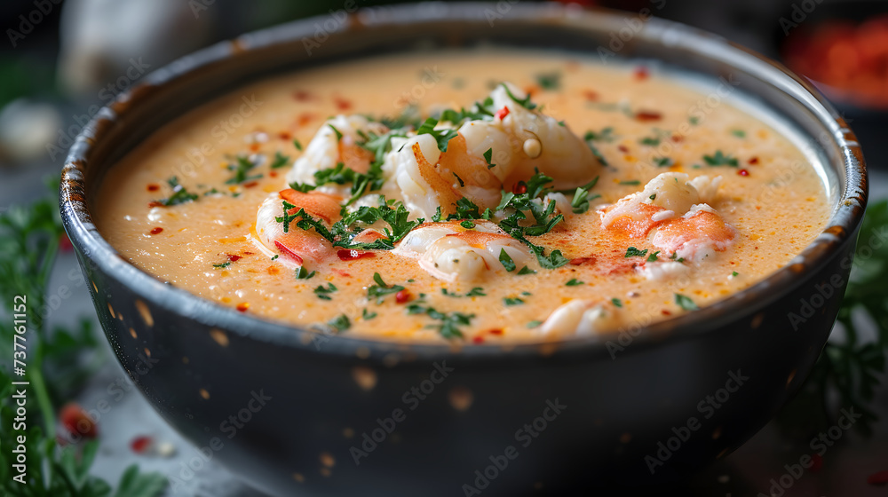 Lobster Bisque in bowl, Food Photography Lobster Bisque in bowl, Food Photography